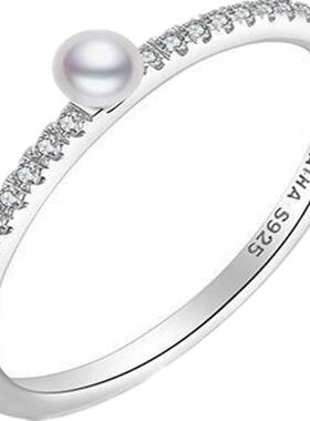 珍珠戒指闪石珍珠925银