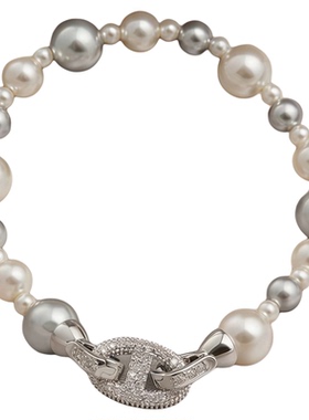 个性优雅锆石猪鼻子珍珠手链手串