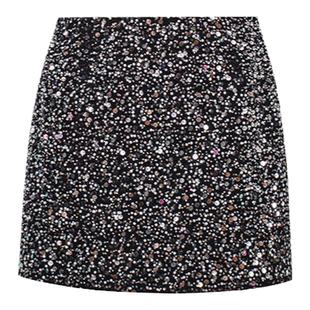 TOP家 星光璀璨 法式浪漫复古重工钉珠银河满天星羊毛半身裙2023