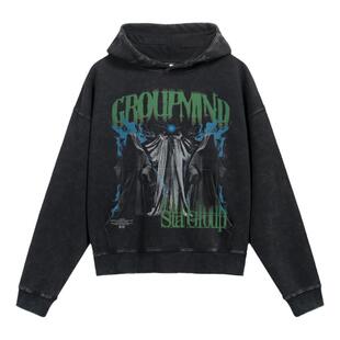 STA神秘无脸族水洗短款连帽卫衣 秋季美式重磅高街情侣长袖帽衫男