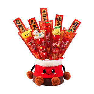 新年装饰摆件毛绒冰糖葫芦福桶2026马年春节过年创意客厅桌面摆件