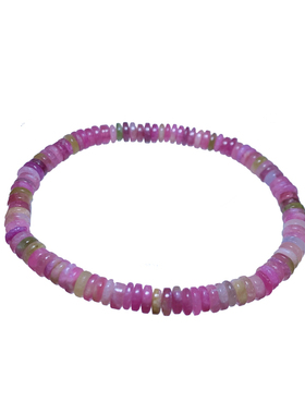 天然巴西粉碧玺盘珠手链女饰品