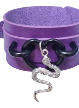 创口光合手环|臂环 紫色蛇形挂坠手链亚文化手饰千禧辣妹朋克手镯