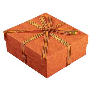 礼物盒天地盖拉菲草衣服生日礼盒高级感橙色大号空盒子定制logo