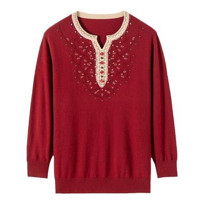 200斤胖妈妈装针织衫打底衫中老年本命年毛衣加肥加大奶奶羊毛衫