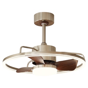 客厅吊扇灯复古胡桃木色