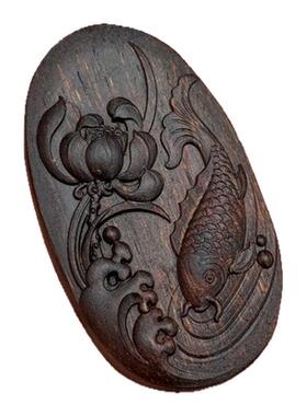 富森红土沉香年年有鱼吊坠荷花牌子项链文玩女士毛衣链男款送礼