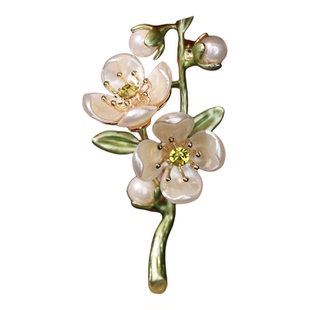 茉莉花大衣西装胸针女精致时尚设计高级感高档珍珠胸花别针配饰