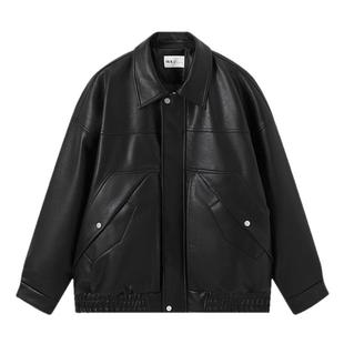 流石男装经典PU皮羽绒服2025年冬季新款男款高级感硬朗白鸭绒外套