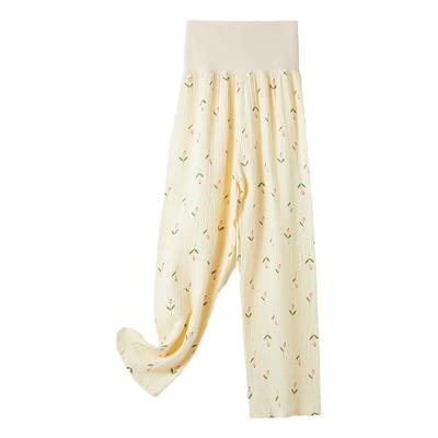 睡裤女长裤全棉家居裤高腰护肚