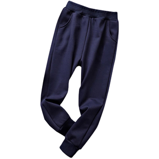 一体绒运动裤校服裤子中小学生深蓝色男女童加绒加厚保暖秋冬款
