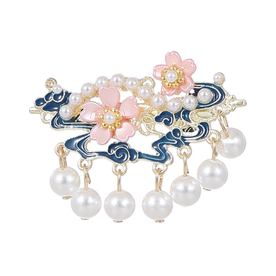 国风花朵祥云发夹女孩汉服侧边夹