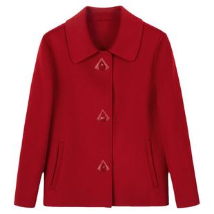 洋气妈妈秋装小个子双面羊绒大衣女短款呢子冬季新款大码毛呢外套