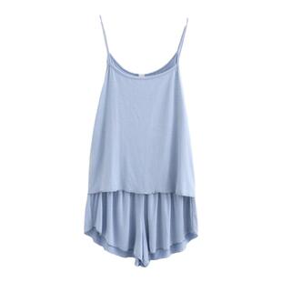 带胸垫大码薄款莫代尔吊带背心短裤两件套宽松家居服套装睡衣女夏