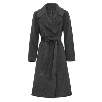 马天奴翻领中长双面呢大衣外套