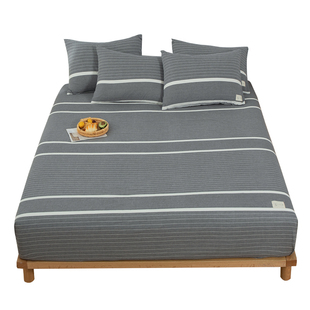 全棉水洗棉床笠单件纯棉防滑固定一米八床罩床垫套格子加高1.8m米