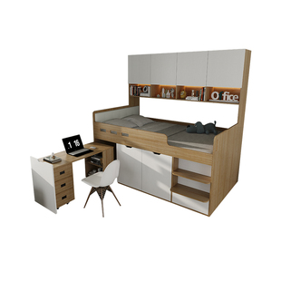 小户型半高榻榻米带书桌床衣柜一体带隔断的床踏踏米小房间单人床