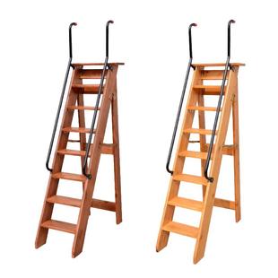 阁楼实木扶梯登高梯家用折叠楼梯室内外爬梯加厚人字梯移动木梯子