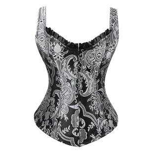 欧美哥特式花纹深V肩带钢骨性感吊带奢华收腰无袖塑身上衣corset