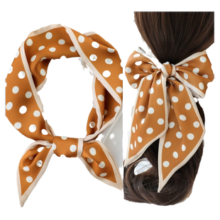 黄色波点方巾长条小丝巾女春秋搭配衬衫脖子发带丝带领带飘带装饰