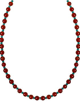 海蓝蓝安可拉红色玛瑙项链