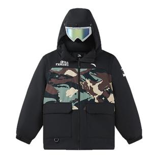 热返安踏儿童四防羽绒服男童2025冬季新款加厚滑雪热返连帽羽绒服