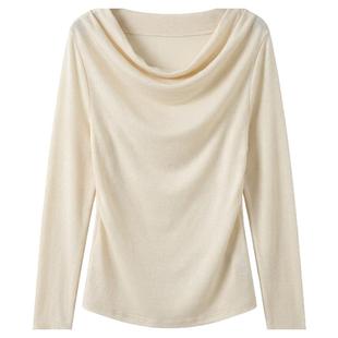 BW 高智感慵懒氛围感穿搭荡领丝光羊毛针织衫毛衣上衣女