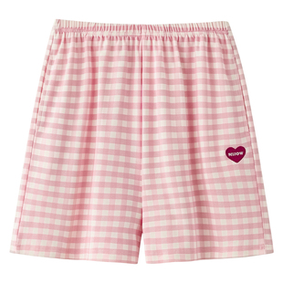 猫人格子睡裤女纯棉夏季薄款宽松可爱居家短裤可外穿全棉绸遛弯裤