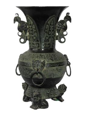 仿古青铜器双龙瓶摆件