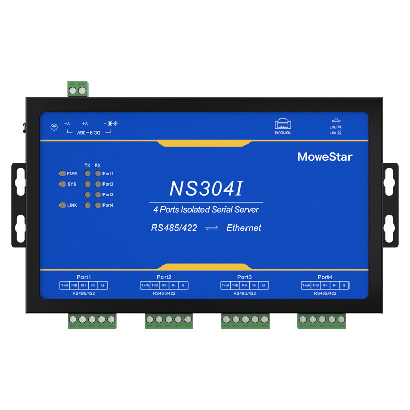 【MoweStar】移星工业级隔离串口服务器4口RS422/485串口转以太网Modbus RTU转TCP桌面串口转RJ