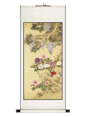 邹一桂花鸟国画玄关卷轴挂画