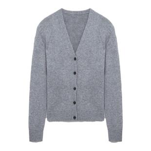 MESUX米岫新品绵羊毛混纺含羊绒开衫V领针织肌理女装MMWUE518