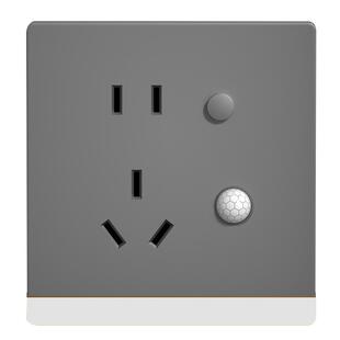 五孔插座带人体感应地脚灯86型嵌入式暗装楼梯过道床头led小夜灯