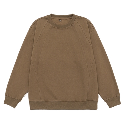 美式棕色圆领重磅卫衣男装长袖t