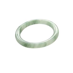 天然新疆天山翠金丝玉冰翠飘花玉镯女款雪翠手镯圆条扁镯子非翡翠