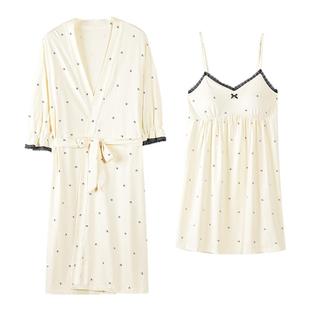 吊带睡裙女夏季带胸垫性感纯欲两件套2025新款莫代尔睡袍冰丝睡衣