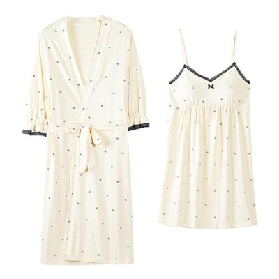 带胸垫睡裙女士莫代尔吊带两件套