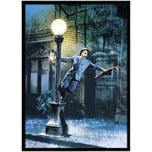 雨中曲 经典音乐剧电影海报装饰画文艺餐厅咖啡厅酒吧有框挂墙画