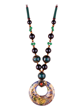 长款民族风挂件项链琉璃装饰品