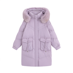 加肥加大码羽绒服女中长款200斤胖人白鸭绒显瘦孕妇外套孕后期冬