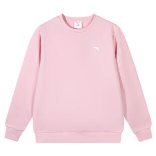 安踏女童加绒卫衣冬季新款圆领宽松套头衫加厚保暖打底衫官方正品