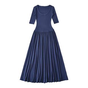 怪力酱 法式u领短袖连衣裙女夏季新款修身显瘦气质a字百褶长裙子