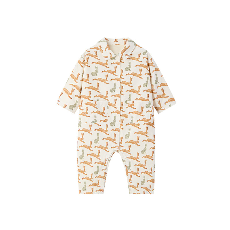 Milkbarn2026秋冬新品婴儿灯芯绒长袖连体服宝宝宽松纯棉哈衣爬服