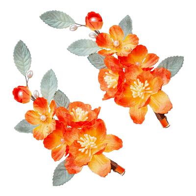 古风手工仿绒花花朵对夹