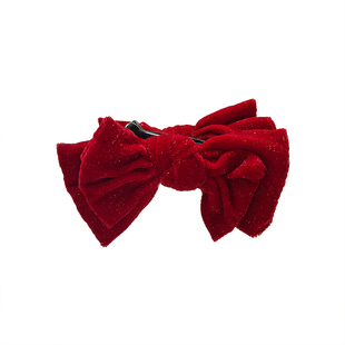 新年红色双面蝴蝶结气质丸子头抓夹女后脑勺盘发夹子鲨鱼夹发饰品