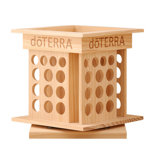 52格精油收纳盒360度旋转松木展示架分装瓶桌面整理收纳大