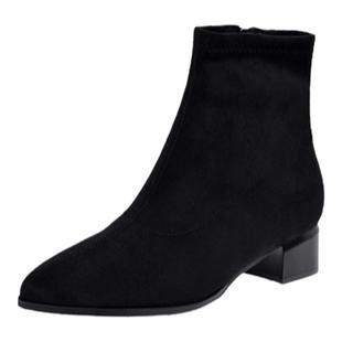 宽胖脚肥大码女鞋41-43码优选2024冬款时装风粗跟弹力靴245-209