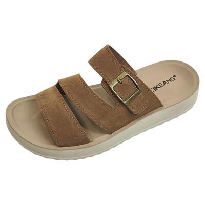 牛皮平底舒适凉拖鞋女休闲一字拖