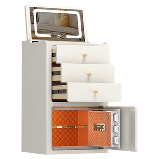 鹿匠智能梳妆台带保险箱一体式48cm宽隐形指纹防盗保险柜家用化妆镜带锁小户型卧室衣帽间搬不走化妆桌床头柜