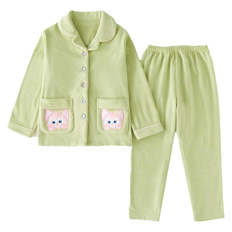 女童秋冬季海岛绒保暖家居服套装